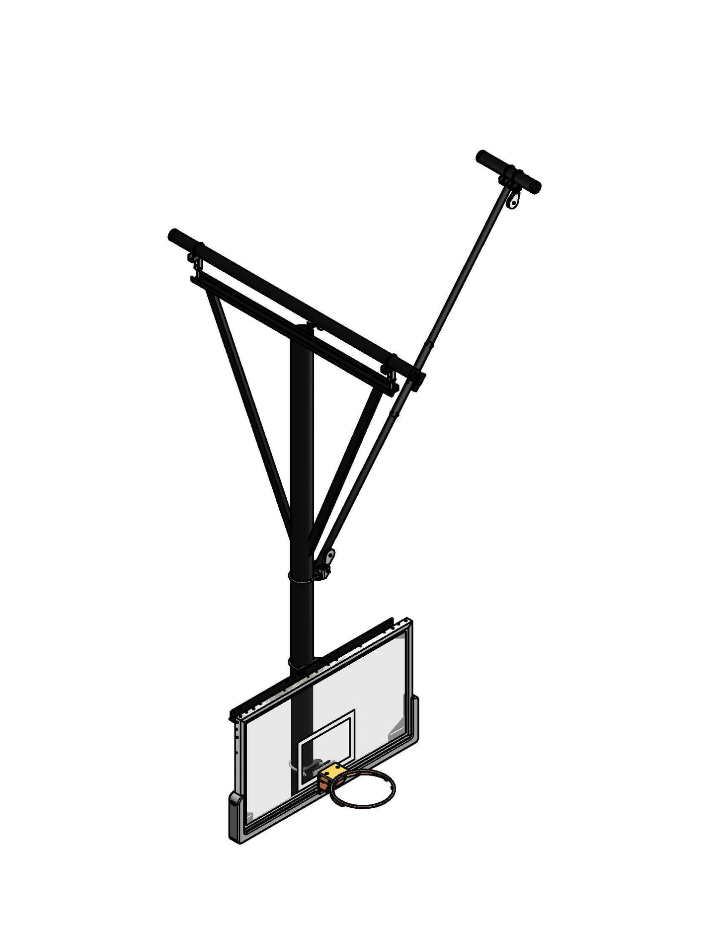 Gared Single Post Side-Braced Side-Folding Ceiling Hung Basketball Backstop