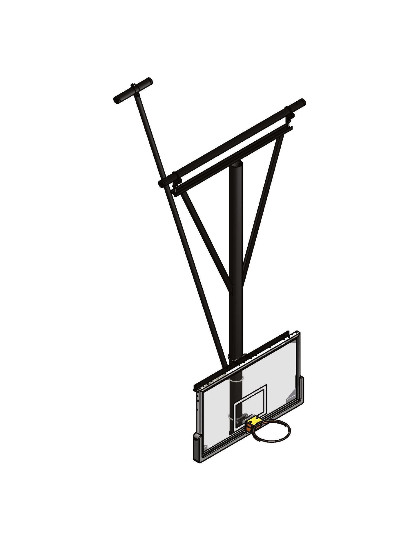 Gared Single Post Rear-Braced Stationary Ceiling Hung Basketball Backstop