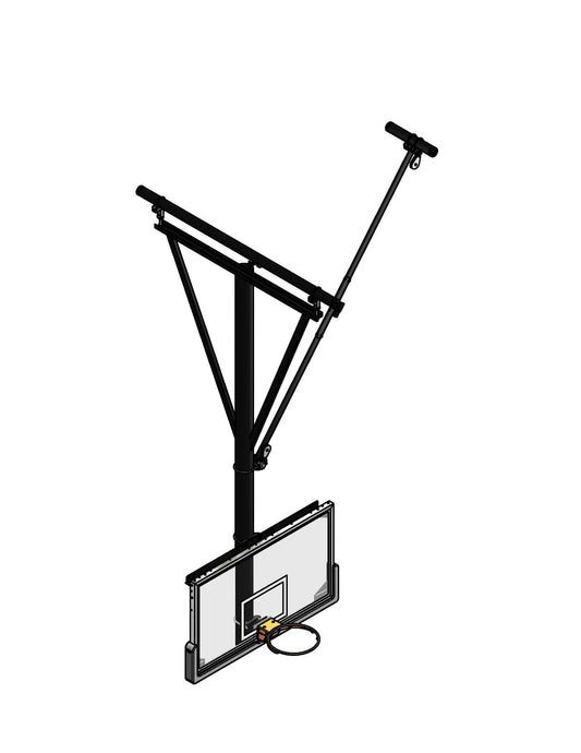 Gared Single Post Side-Braced Side-Folding Ceiling Hung Basketball Backstop