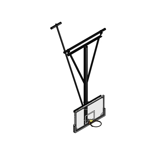 Gared Single Post Rear-Braced Rear-Folding Ceiling Hung Basketball Backstop