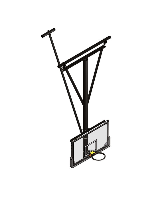Gared Single Post Rear-Braced Stationary Ceiling Hung Basketball Backstop