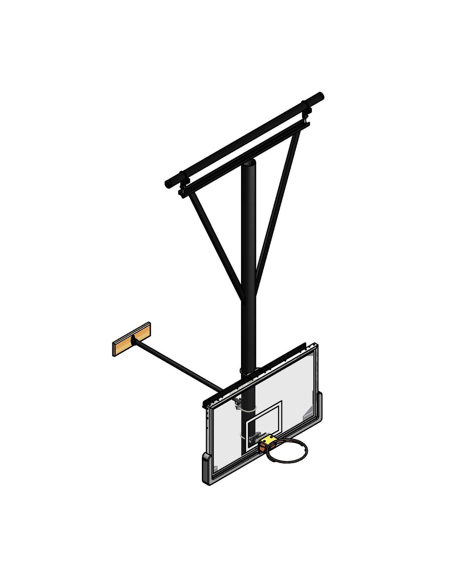 Gared Single Post Wall-Braced Stationary Ceiling Hung Basketball Backstop