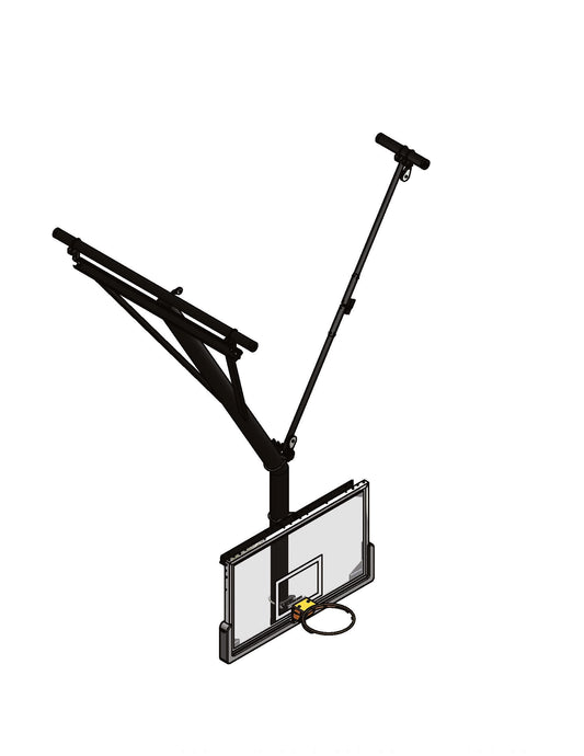 Gared Bent Single Post Side-Braced Side-Folding Ceiling Hung Basketball Backstop
